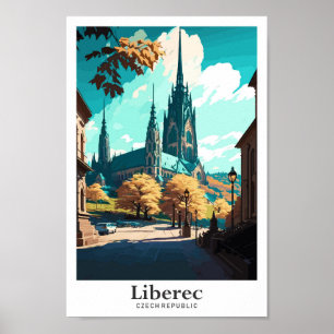 Liberec Czech Travel Art Vintag Poster