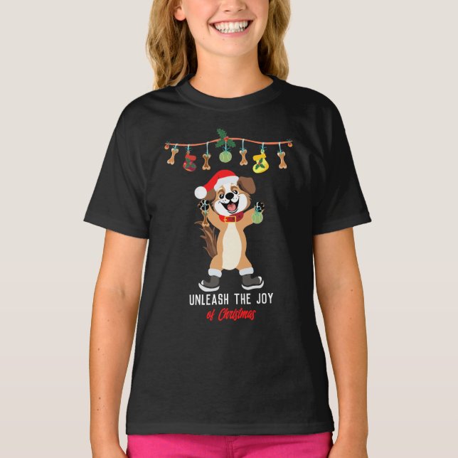 Libérez La Joie De Noël Chien T-Shirt (Devant)