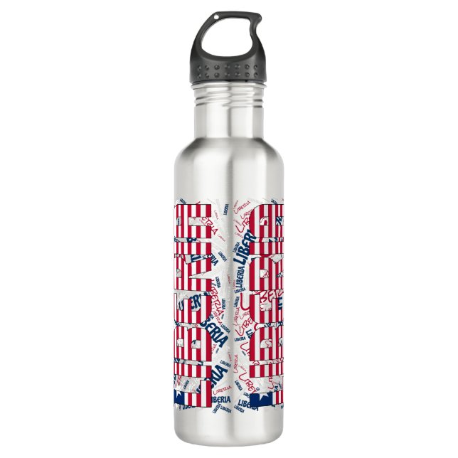 Liberia Flag Gorgetic Patriotic Edelstahlflasche (Vorderseite)