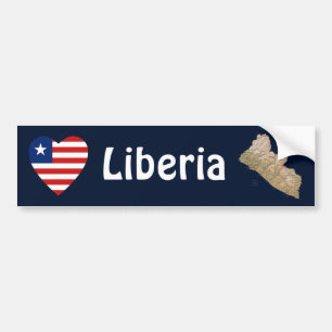 Liberia Flag Herz + Karte Autoaufkleber