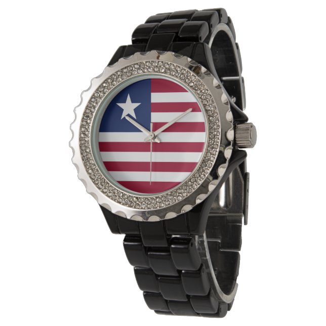 Liberia-Flagge Armbanduhr (Schrägansicht)