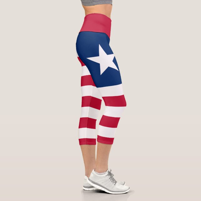 Liberia-Flagge Capri Leggings (Rechts)