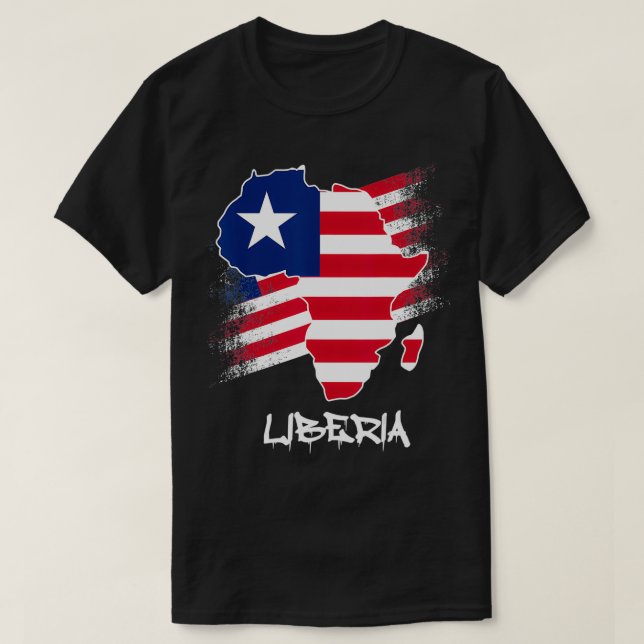 Liberia Flagge mit Afrika Karte Liebe Liberia Libe T-Shirt (Design vorne)