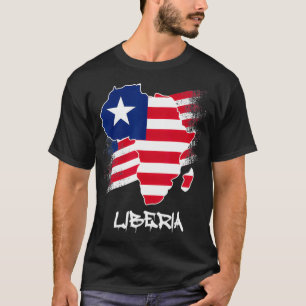 Liberia Flagge mit Afrika Karte Liebe Liberia Libe T-Shirt