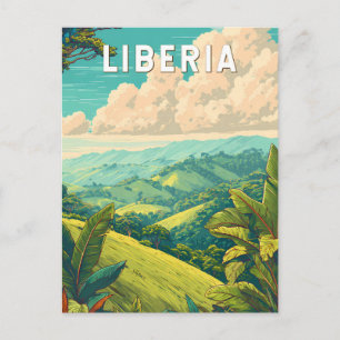Liberia Illustration Reise Kunst Vintage Postkarte
