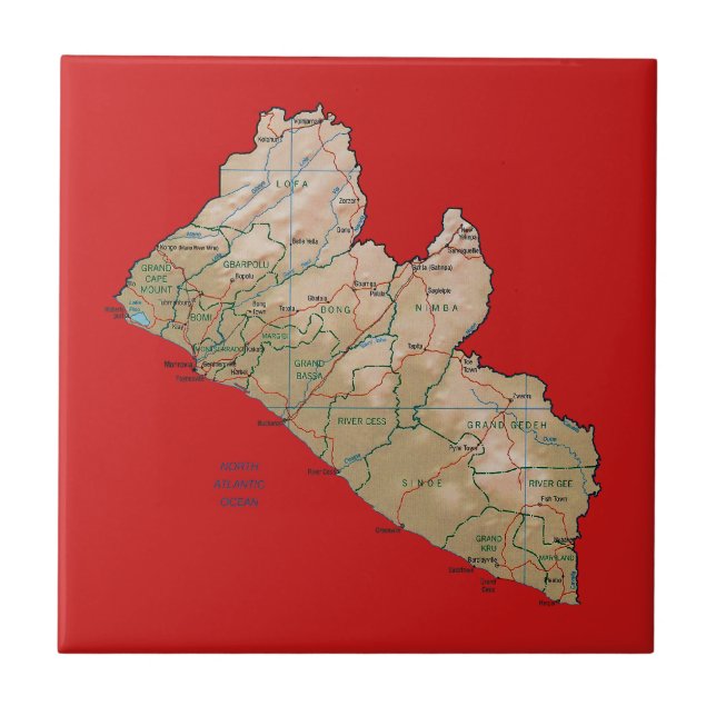 Liberia-Karte Fliese (Vorderseite)