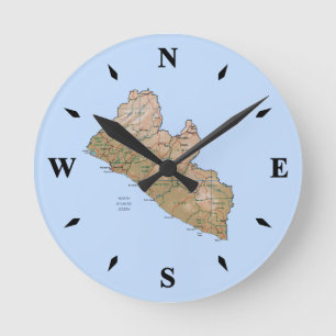 Liberia-Karte-Uhr Runde Wanduhr