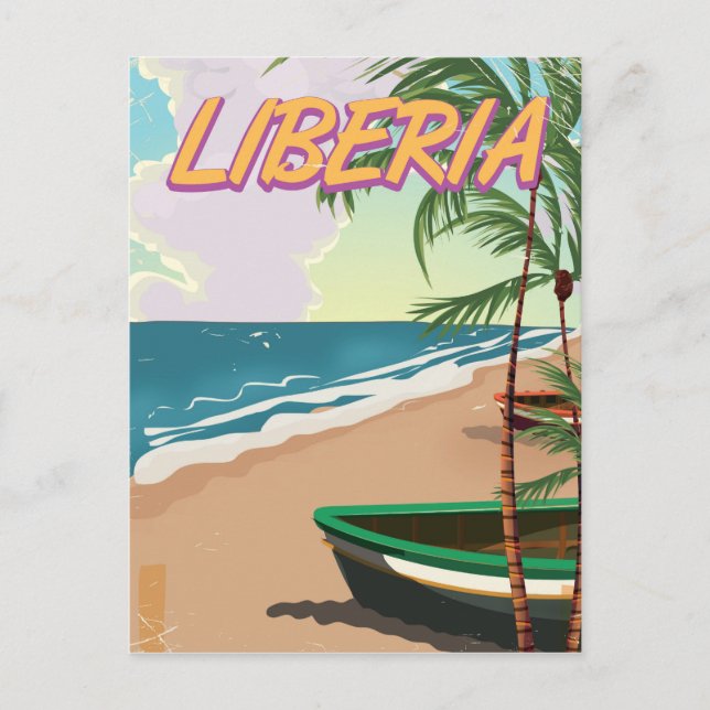 Liberia Retro-Reiseplakat Feiertagspostkarte (Vorderseite)