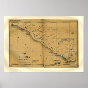 Liberia, Westafrika - Antike Karte von 1830 Poster