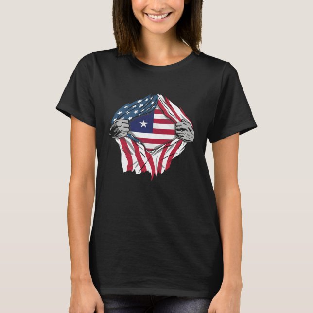 Liberian Blood Inside Me  Liberia Flag T-Shirt (Vorderseite)