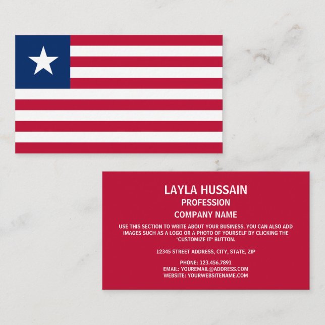 Liberianische Flagge, Flagge Liberias Visitenkarte (Vorne/Hinten)