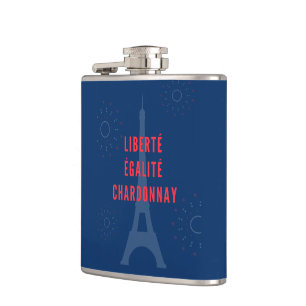 Liberté Égalité Chardonnay Funny Eiffel Tower Flachmann