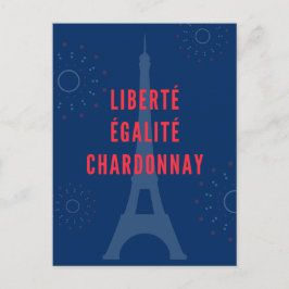 Liberté Égalité Chardonnay Funny Eiffel Tower Postkarte