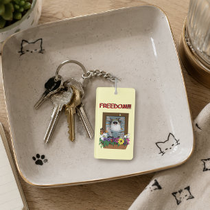Liberté Évasion Drôle Chat Jaune Floral Fenêtre
