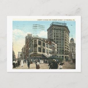 Liberty Ave., Market St., Pittsburgh 1918 Vintage  Postkarte