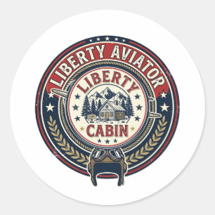 Liberty Aviator Patriotisch Patriotische Luftfahrt Runder Aufkleber