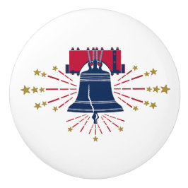Liberty Bell Blue Illustration Keramik Pull Keramikknauf