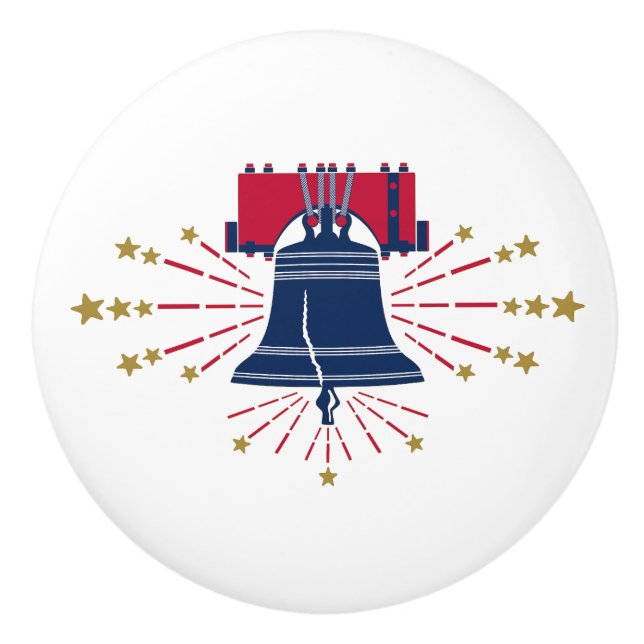 Liberty Bell Blue Illustration Keramik Pull Keramikknauf (Vorderseite)