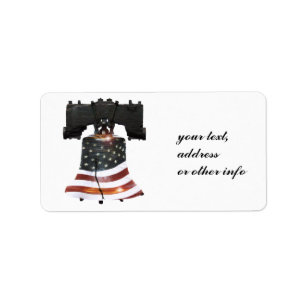 Liberty Bell mit amerikanischer Flagge Adressaufkleber