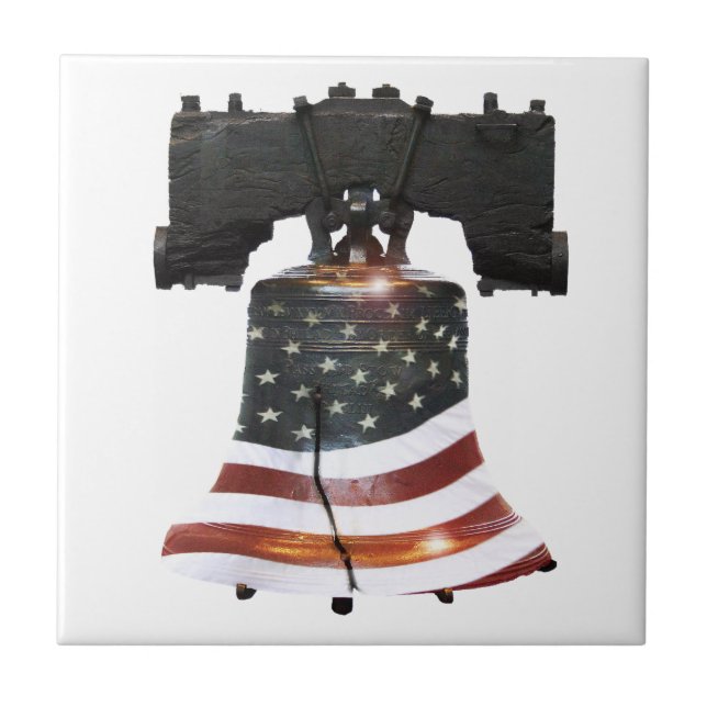 Liberty Bell mit amerikanischer Flagge Fliese (Vorderseite)