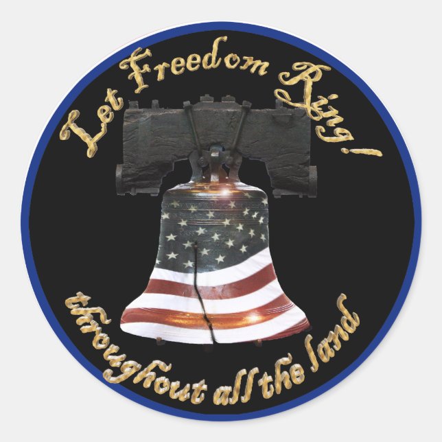 Liberty Bell mit amerikanischer Flagge - Freiheits Runder Aufkleber (Vorderseite)