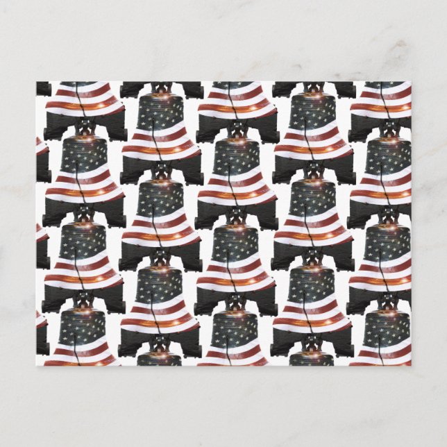 Liberty Bell mit amerikanischer Flagge - Muster Postkarte (Vorderseite)