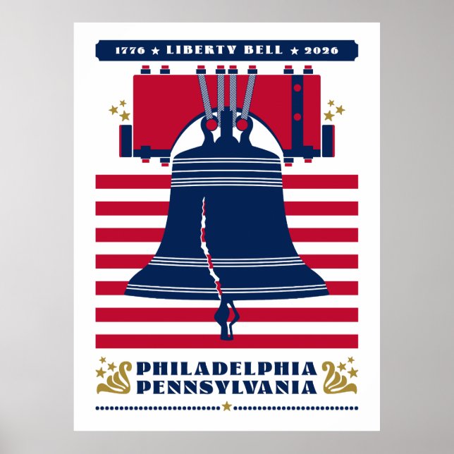 Liberty Bell Philadelphia Pennsylvania Streifen Poster (Vorne)
