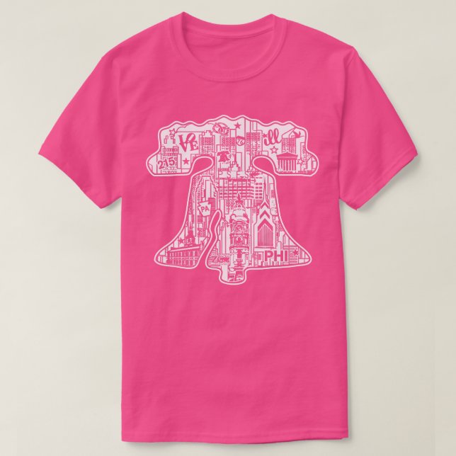 Liberty Bell Philly City Skyline Philadelphia Art T-Shirt (Design vorne)
