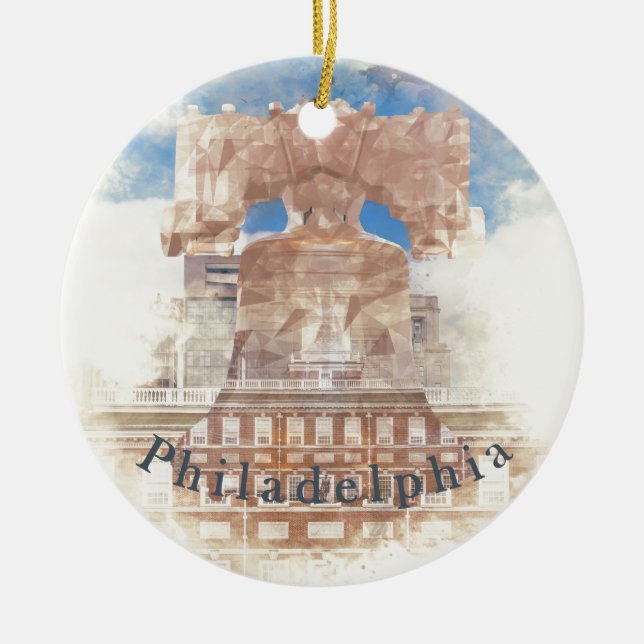 Liberty Bell und Unabhängigkeit Hall Keramikornament (Vorne)