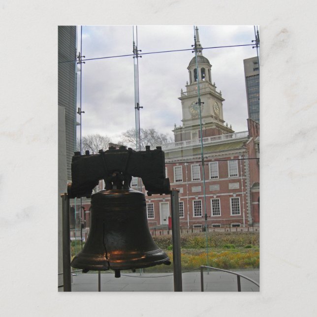 Liberty Bell und Unabhängigkeitssaal Postkarte (Vorderseite)