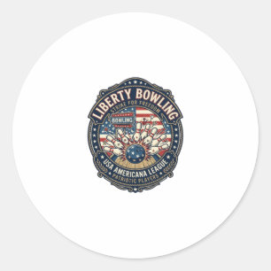 Liberty Bowling Patriotisch Patriotisches Bowling  Runder Aufkleber