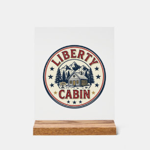 Liberty Cabin Patriotisches Patriotisches Berghütt Acrylschild