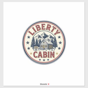 Liberty Cabin Patriotisches Patriotisches Berghütt Aufkleber