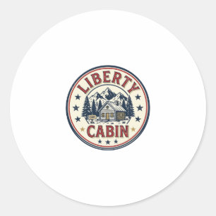 Liberty Cabin Patriotisches Patriotisches Berghütt Runder Aufkleber