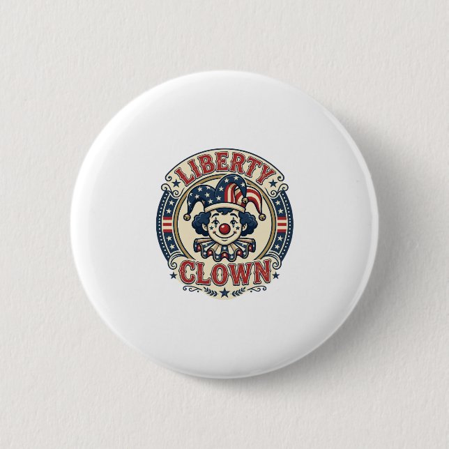 Liberty Clown Patriotischer Patriotischer Clowncor Button (Vorderseite)