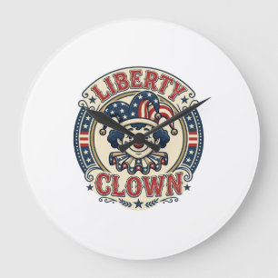 Liberty Clown Patriotischer Patriotischer Clowncor Große Wanduhr