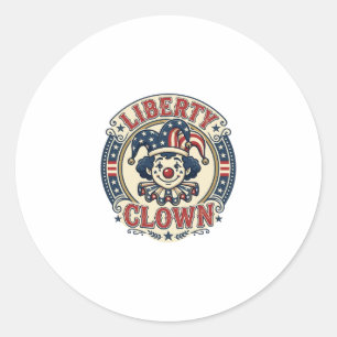Liberty Clown Patriotischer Patriotischer Clowncor Runder Aufkleber