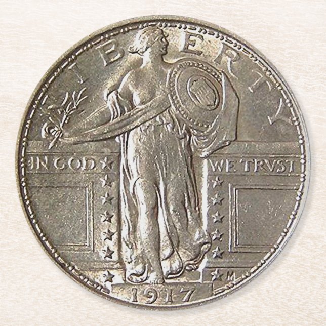 Liberty Dollar Runder Pappuntersetzer (Vorderseite)