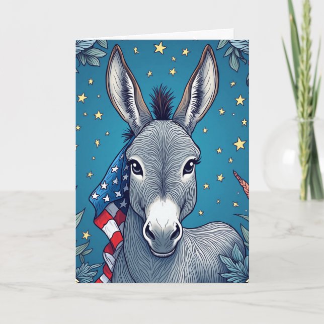 Liberty Donkey Flag Vote Reminder Karte (Vorderseite)