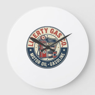 Liberty Gas Co Patriotische Patriotische Tankstell Große Wanduhr