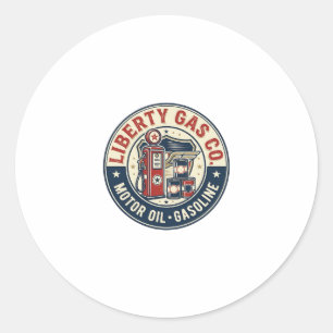 Liberty Gas Co Patriotisches Patriotisches Tankste Runder Aufkleber