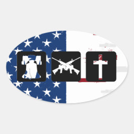 Liberty Guns Religion Oval Ovaler Aufkleber