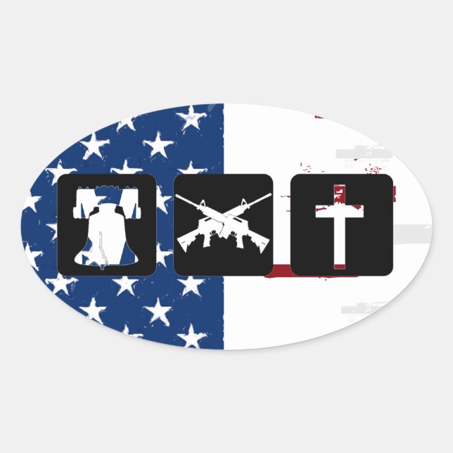 Liberty Guns Religion Oval Ovaler Aufkleber (Vorderseite)