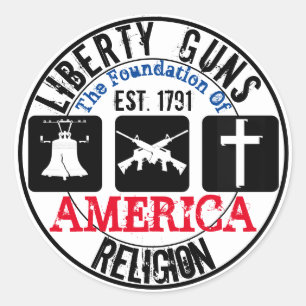 Liberty Guns Religion Round Aufkleber