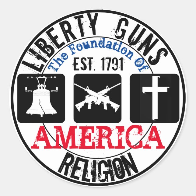 Liberty Guns Religion Sticker rond (Devant)
