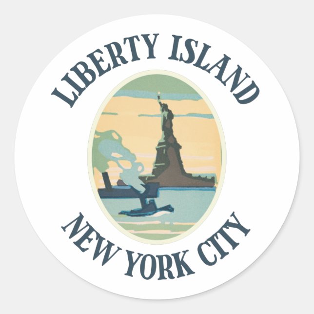 Liberty Island New York City Runder Aufkleber (Vorderseite)