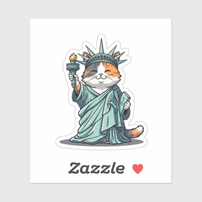 Liberty Kitty - Katze als Freiheitsstatue Aufkleber (Blatt)