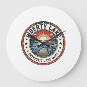 Liberty Lake Patriotischer Patrioter See Leben Vin Große Wanduhr