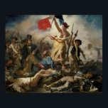 Liberty Leading the People by Delacroix - Poster<br><div class="desc">Dieses Bild ist im Louvre ausgestellt. Dieses Bild repräsentiert, wie sich eine Revolution für die Beteiligten anfühlt. Die Frau in der Mitte, die als Liberty bezeichnet wird, hält die französische Flagge. Sie ist auf einer Barrikade stehend, die man an den Holzstücken und den Kopfsteinen im Vordergrund erkennen kann. Freiheit repräsentiert...</div>