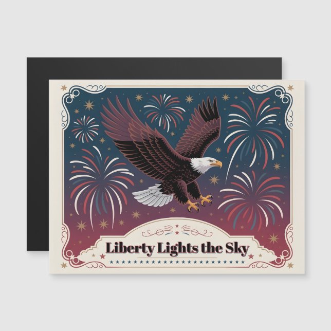 Liberty Lights the Sky • 1776–2026 Keepsake Card Magnetkarte (Vorne/Hinten)